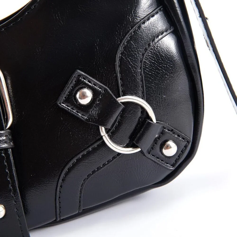 Women's Y2K Purse Faux Leather Shoulder Bag Small Retro Zip Clutch